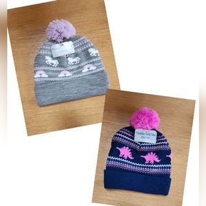 Toddlers Girls Pom Beanie Hats ~2 pack~ New with tags!